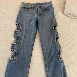 Carmar Los Angeles Denim Side Chains Cut Out Raw Hem Jeans Size 28
